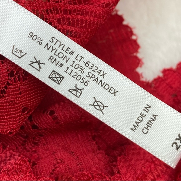 Plus Dark Red Bralette Hourglass Back Lace w.Pads - Picture 11 of 13